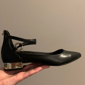 Aldo Black and Gold Ballet Flats